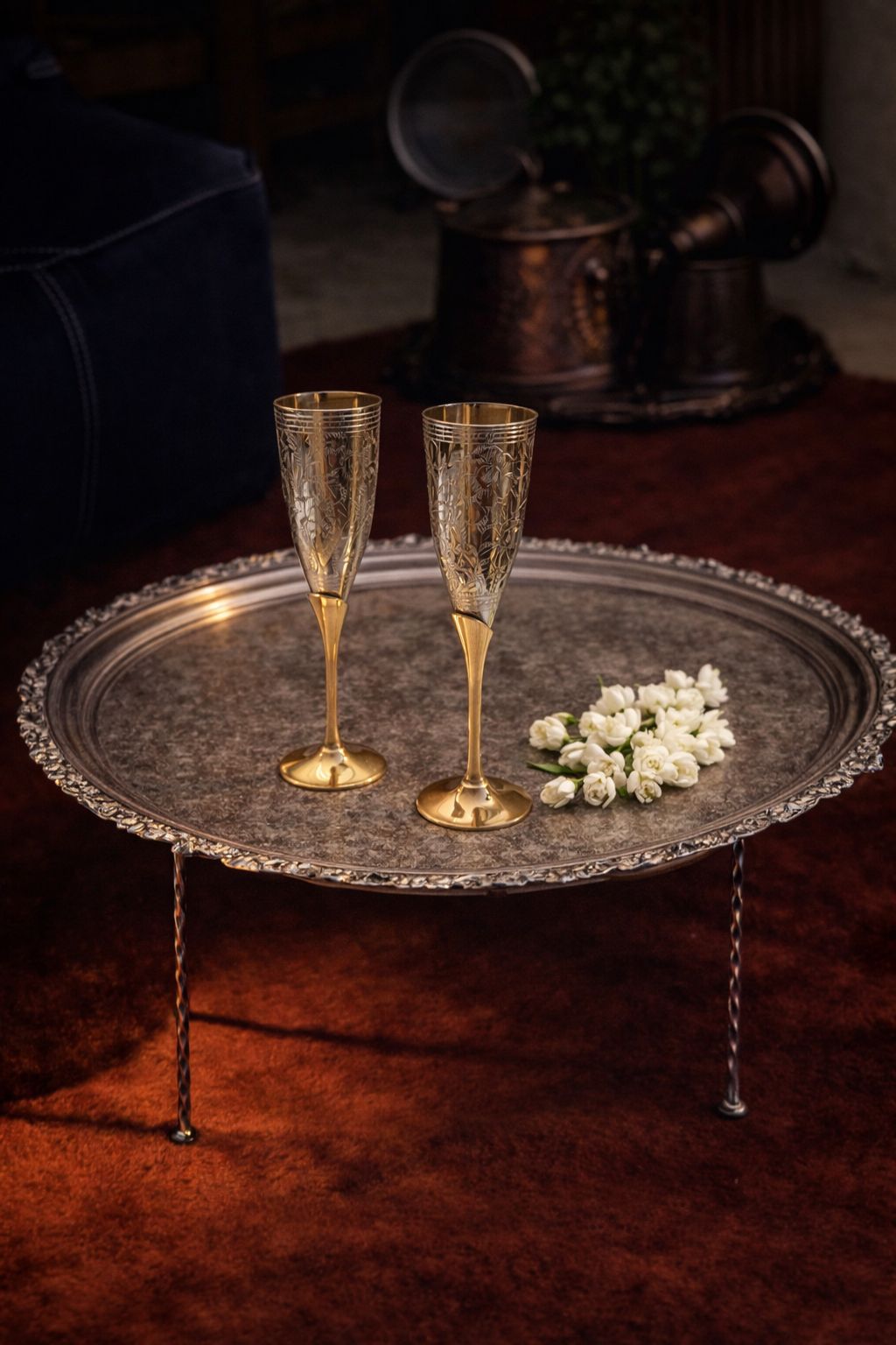 Silver Engraved Wine Glasses