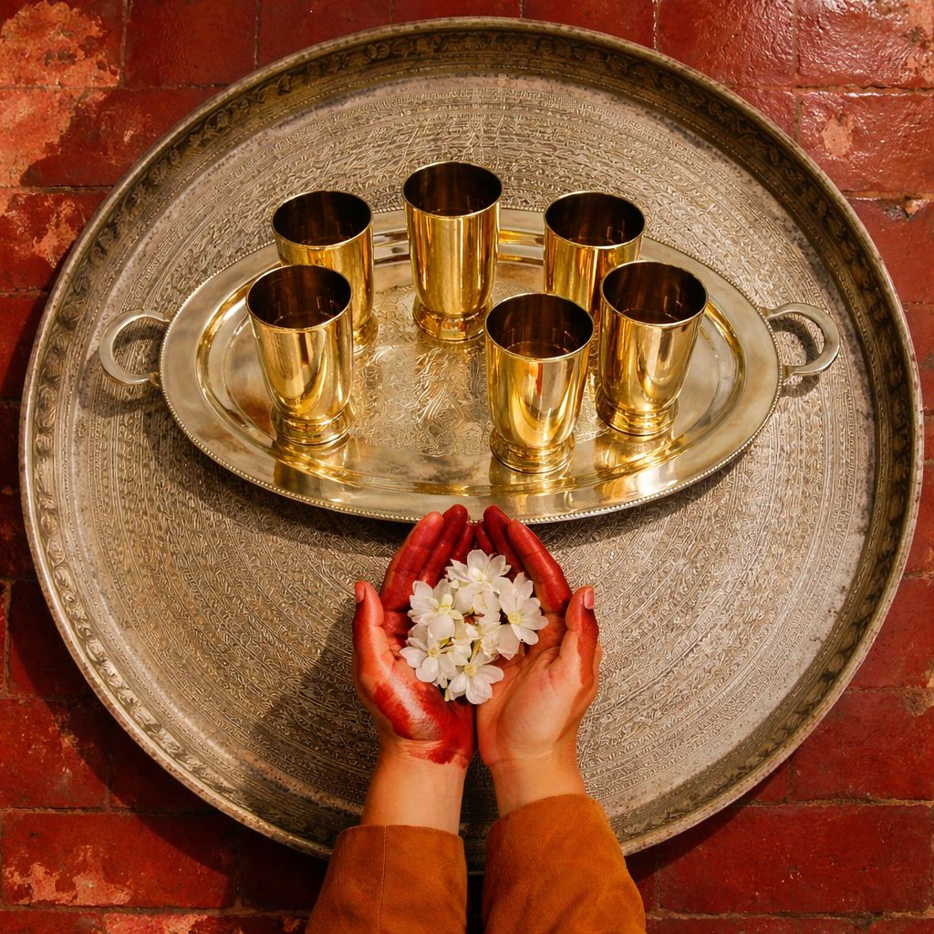 Set Of 6 Brass Glasses