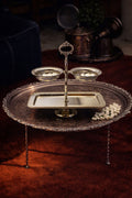 2 Tier cake stand with 2 bowls and a rectangle plate