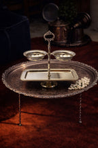 2 Tier cake stand with 2 bowls and a rectangle plate