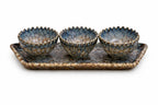 Earthy Ceramic Serving Set – 3 Bowls with Tray