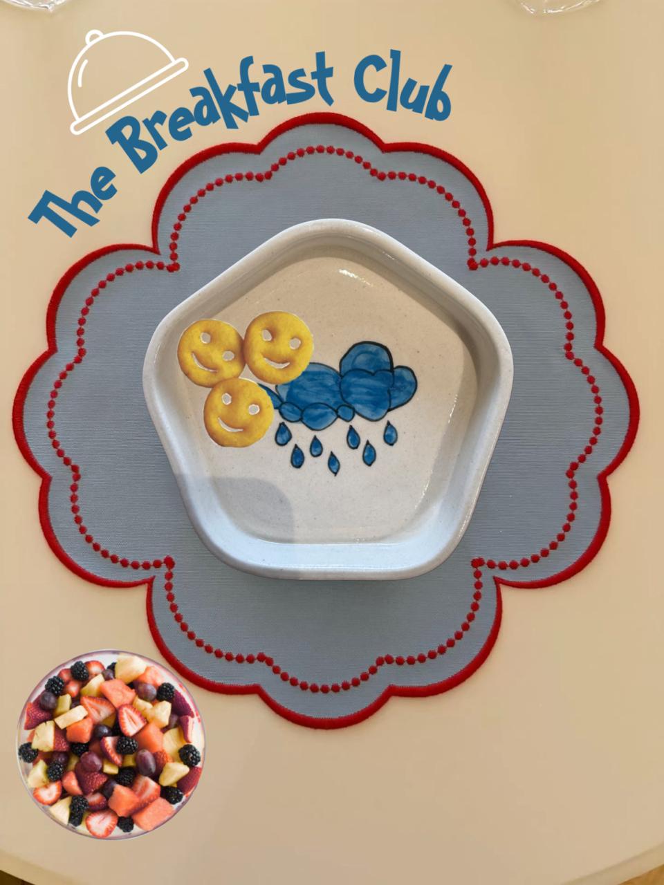 Cloud Motif Ceramic Saucer Plate