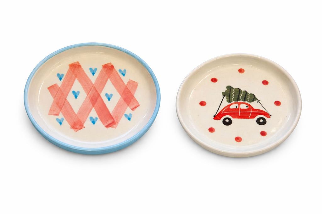 Playful Duo Ceramic Saucer Plates