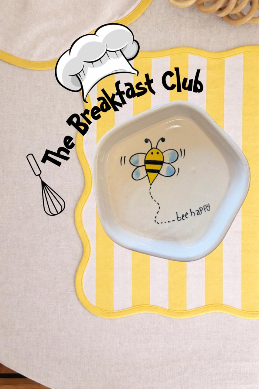 Bee Happy Ceramic Saucer Plate