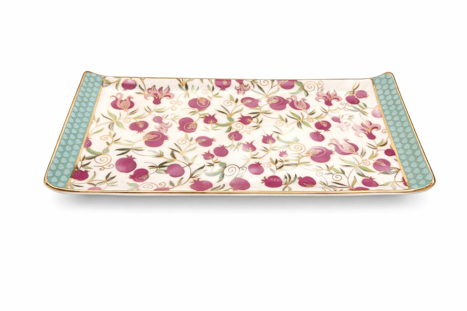 Pomegranate And Roses Rectangle Snacks Platter