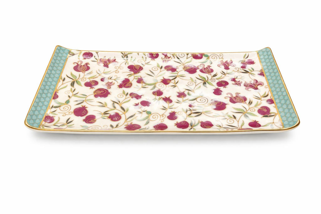 Pomegranate And Roses Rectangle Snacks Platter