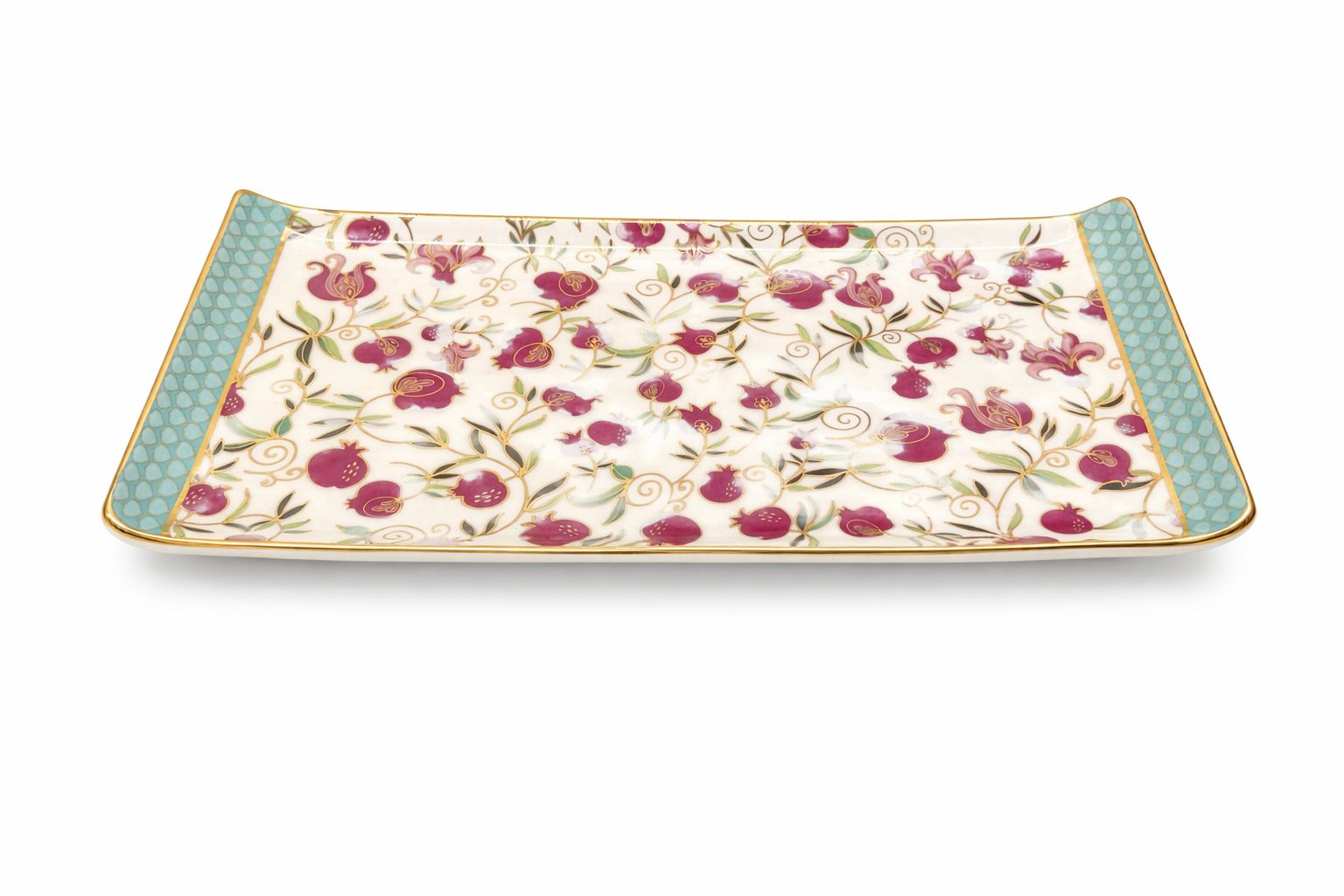 Pomegranate And Roses Rectangle Snacks Platter