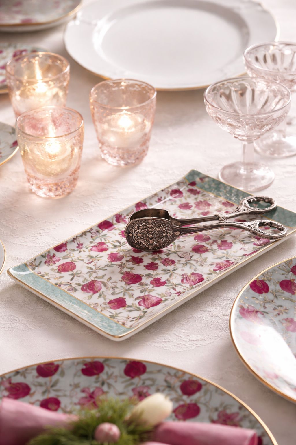 Pomegranate And Roses Rectangle Snacks Platter